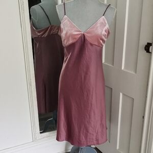 NU Par Simons DustyRosebabydoll satin/velvet lingerie slip dress, bridal. Size M